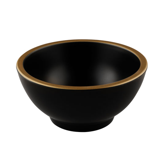 Melamine Round Bowl - Black w/ Gold Decal