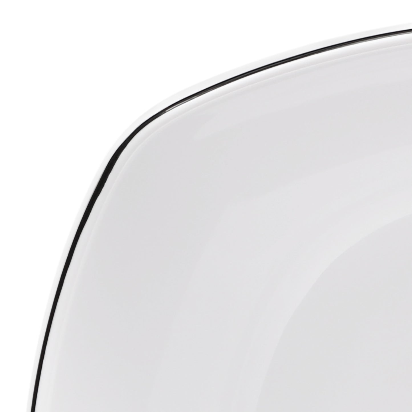Melamine Curved Square Bowl - White w/ Black Trim