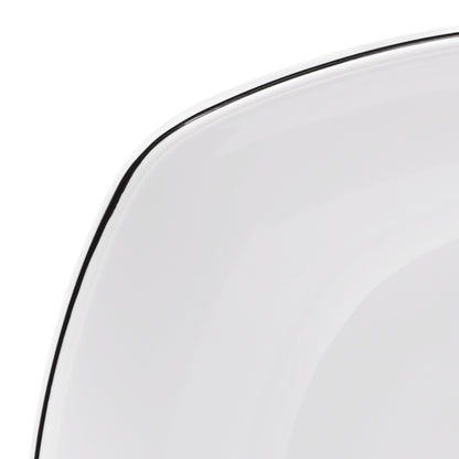 Melamine Curved Square Bowl - White w/ Black Trim