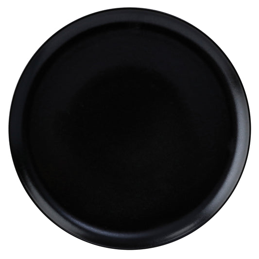 11" Black Reactive Glaze Porcelain Coupe Plate, Corona Cosmos Pluto (Stocked) (12 Pack)