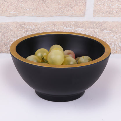 Melamine Round Bowl - Black w/ Gold Decal