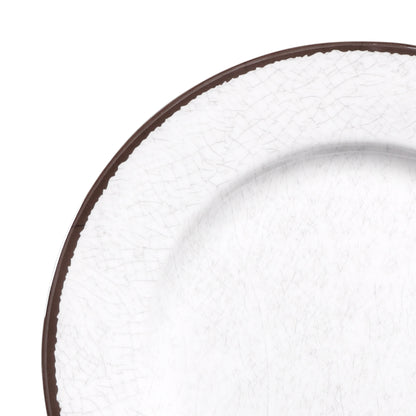 Melamine Round Crackle Plate - White
