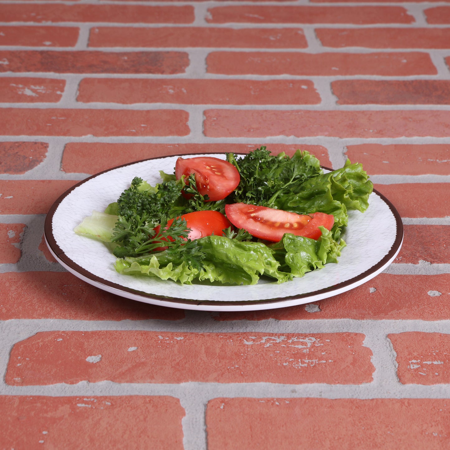 Melamine Round Crackle Plate - White