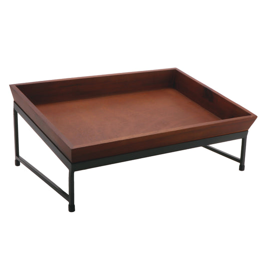 1-Tier Angled Display Stand Set, Includes IR-737-MG Stand and 1-Each WB-1812WD-W Walnut Wooden Box