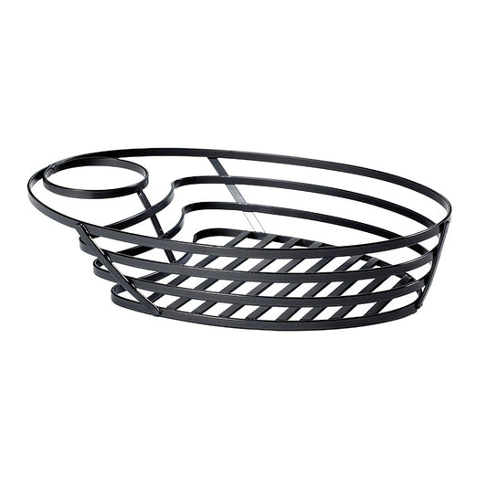 9.75" x 6.75" Oval Metal Wire Basket w/ One Sauce Cup Holder