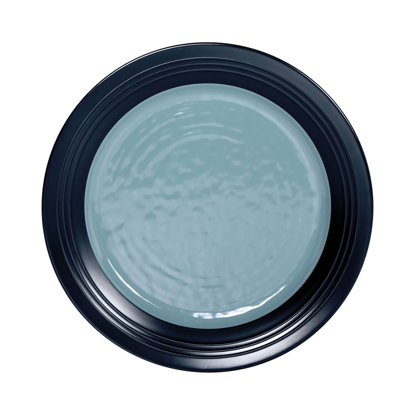 Melamine Round Two Tone Plate - Abyss Gloss Inside/Lapis Matte Outside