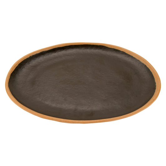 11.75" x 9.25" Brown, Melamine, Oval Dinner Platter, G.E.T. Pottery Market Glazed (12 Pack)
