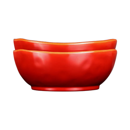 Melamine Irregular Round Bowl - Red Glaze