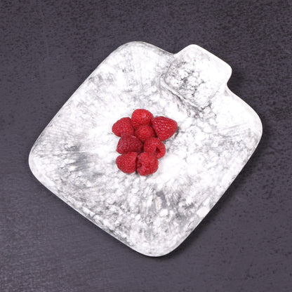 Melamine Square Chip & Dip Plate - Black Marble