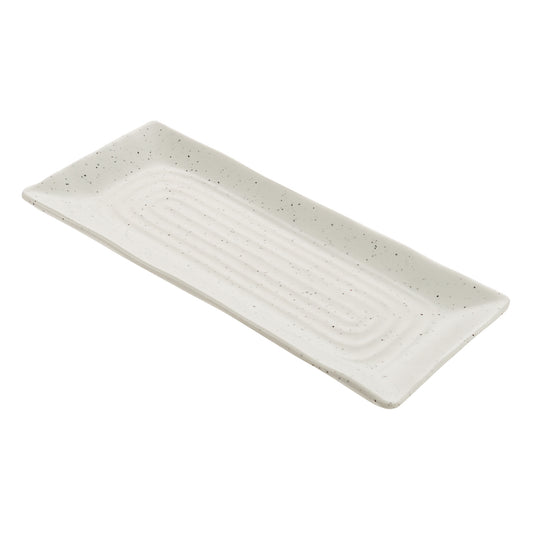 10.375" infuse stone natural rectangle melamine platter (small), 10.375"L x 4.5"W x 0.7"H, GET, cheforward