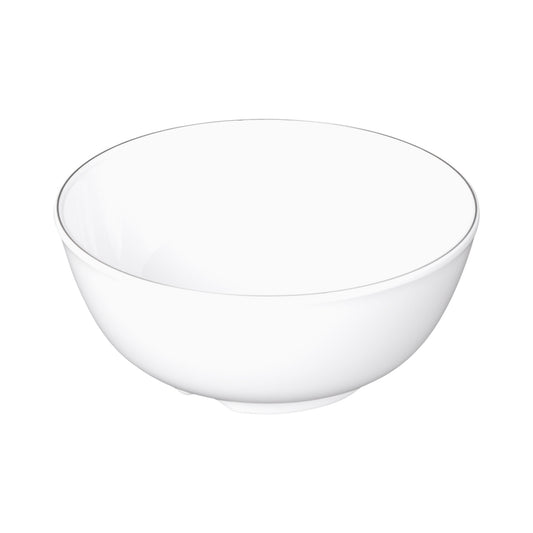 Melamine Round Bowl - White w/ Black Trim