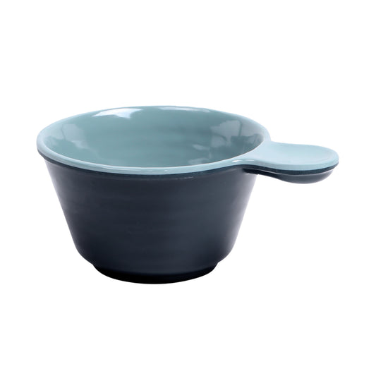 Melamine Bowl w/ 1 1/2" Handle - Lapis Matte Outside/Abyss Gloss Inside