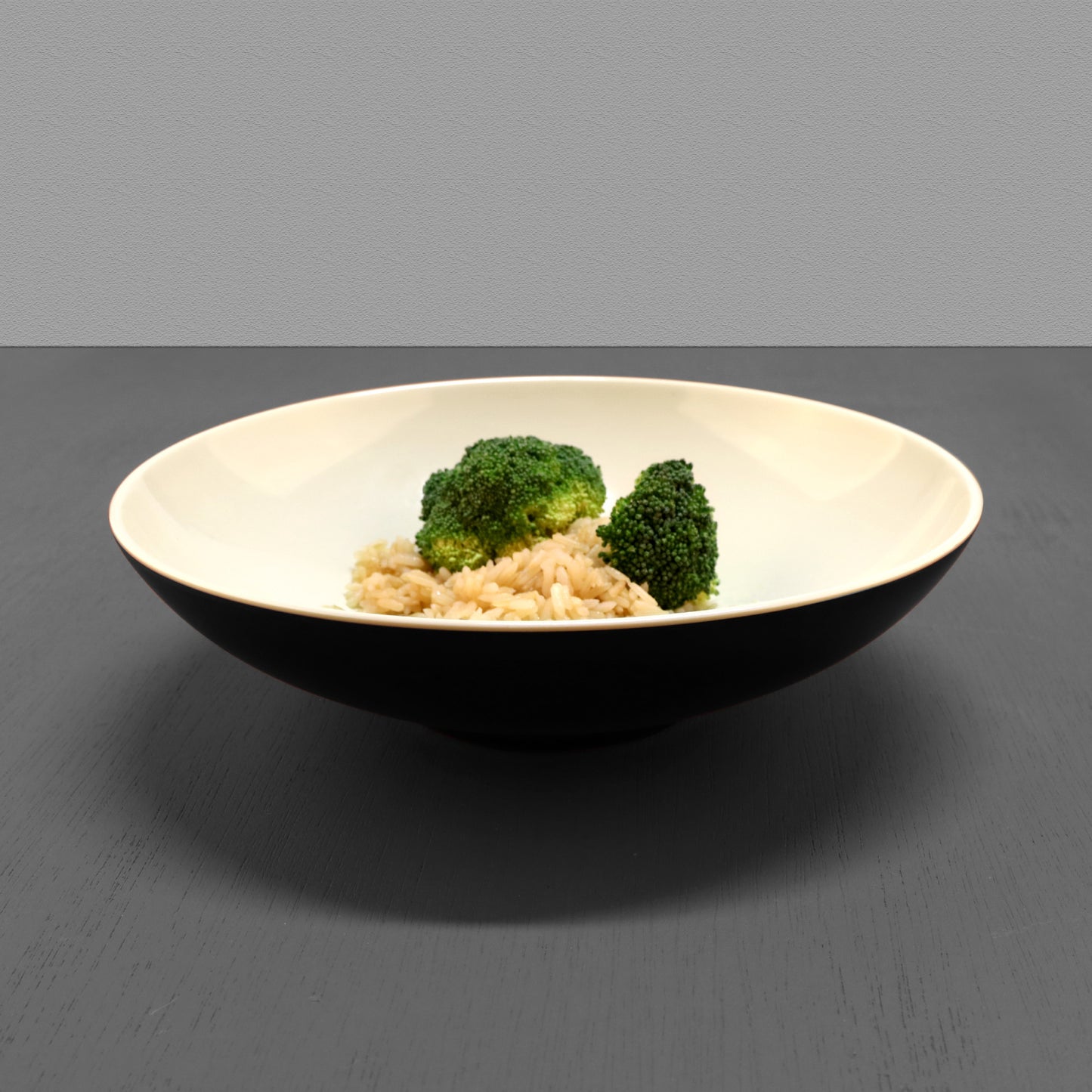 Melamine Round Two Tone Bowl - Ebony Outside, Sand Inside