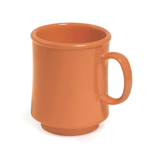 8 oz. Tritan, Pumpkin, Stacking Mug with Handle, (10 oz. rim-full), 3" Top Dia., (4" Top Dia. with Handle), 3.72" Tall, 3.5" Deep, G.E.T. Cups & Mugs (12 Pack)