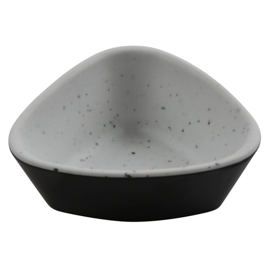1.5 oz revive stone natural/black triangle melamine ramekin with organic texture, 3"L x 2.75"W x 1.25"H, GET, cheforward