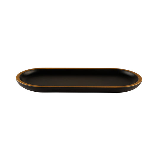 Melamine Oval Plate - Black w/ Gold Decal