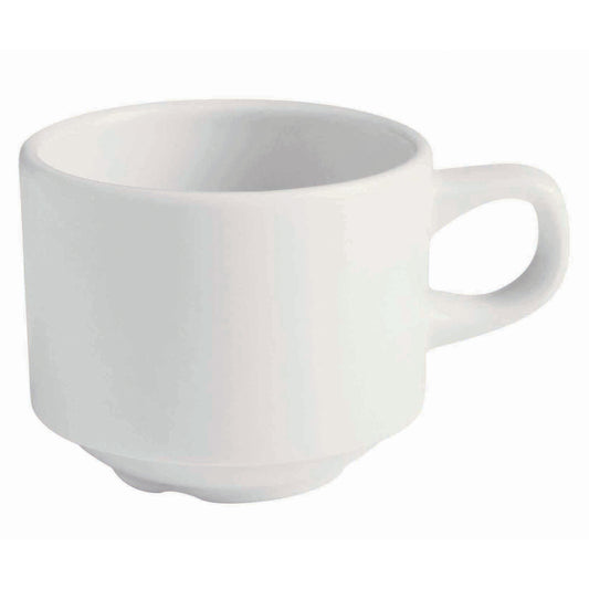 8.1 oz. Bright White Porcelain Tea Cup, 4 1/2" Dia. w/Handle, Corona Actualite (12 Pack)