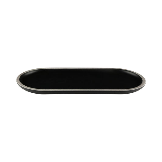 Melamine Oval Plate - Black w/ Silver Decal