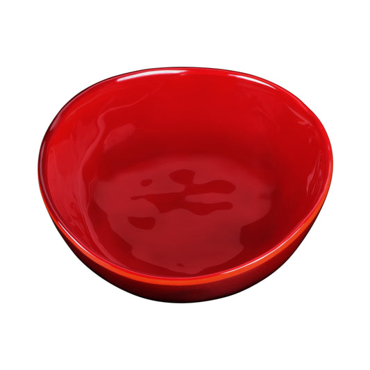 Melamine Irregular Round Bowl - Red Glaze