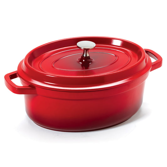 3.5 qt. (3.75 qt. rim-full), 10.25" x 7.88" Induction Ready Oval Dutch Oven w/ Lid, 3.5" deep (Clear Coat)
