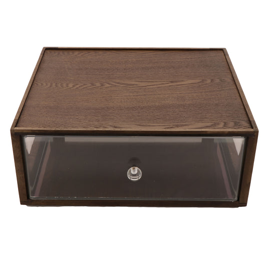 14.75" x 12.75" Rectangular Stackable Wood Bread Box with Acrylic Drawer, 5" tall