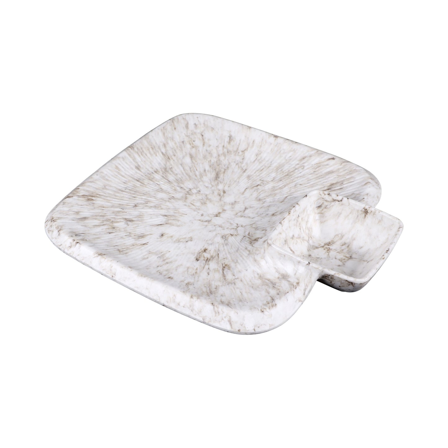 Melamine Round Chip & Dip Plate - Brown Marble