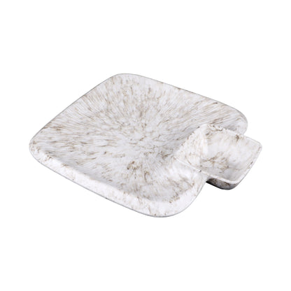 Melamine Round Chip & Dip Plate - Brown Marble