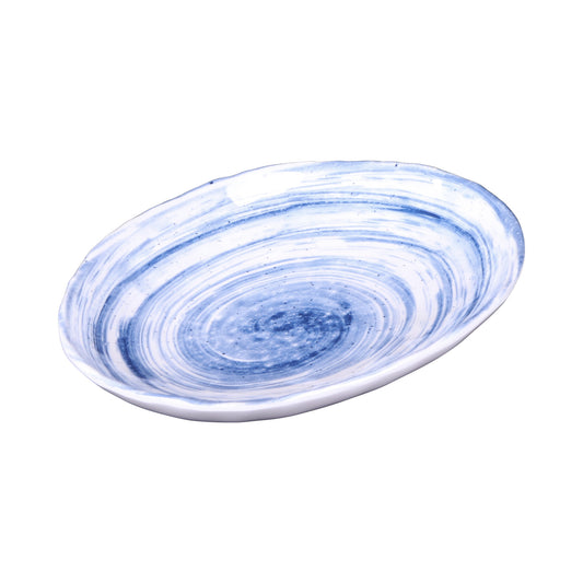 Melamine Deep Oval Plate - Navy Design