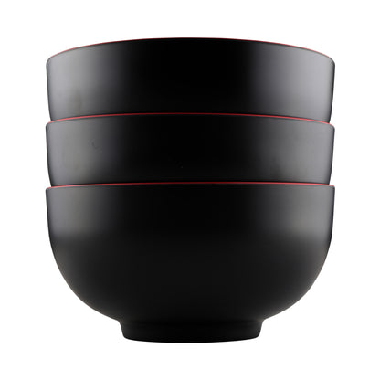 Melamine Round Two-Tone Bowl - Black Outside, Red Inside