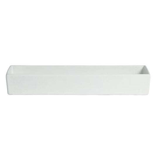 5.3 qt., 6.89" x 20" Rectangular Straight Sided Salad Bar Bowl, 3" Deep, Bugambilia MOD Smooth Finish, White, (Stocked)