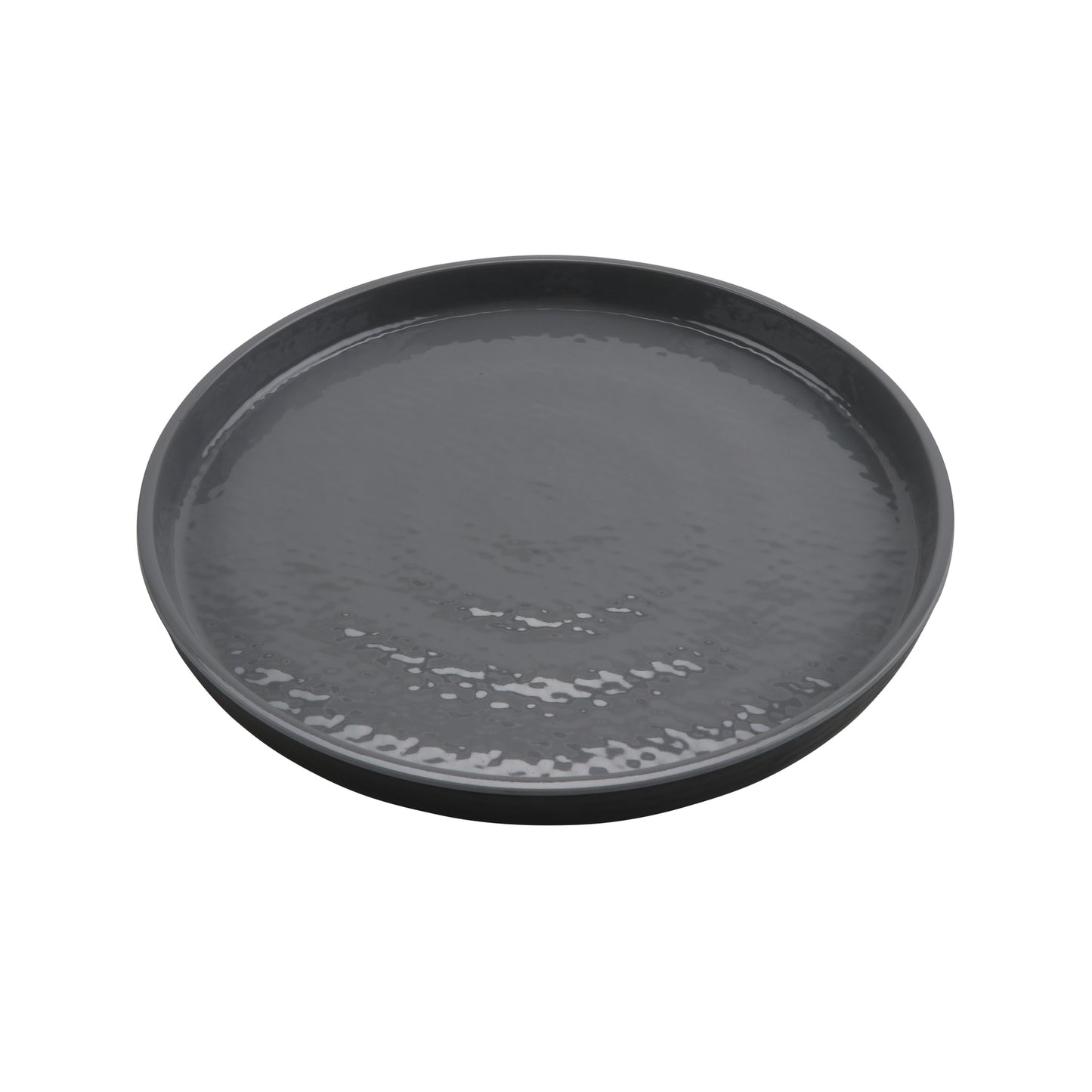 9" Round Edged Melamine Dinner Plate, Glossy Gray inside/ Black Matte outside, GET. Roca. (12 Pack)