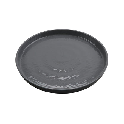 9" Round Edged Melamine Dinner Plate, Glossy Gray inside/ Black Matte outside, GET. Roca. (12 Pack)