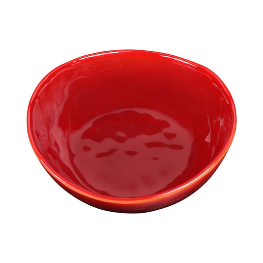 Melamine Irregular Round Bowl - Red Glaze