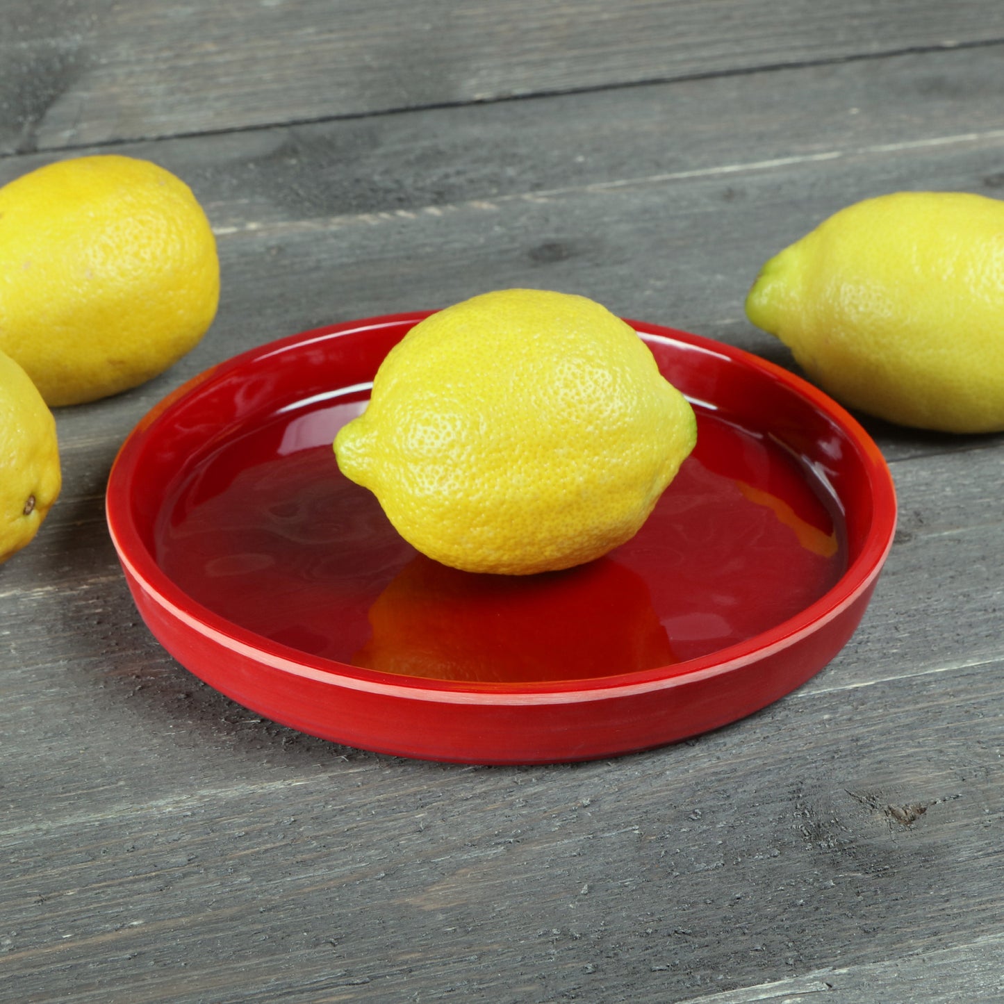 Melamine Round Coupe Plate - Red Glaze