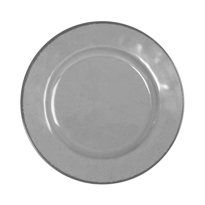 Melamine Round Crackle Plate - Gray