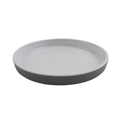 7" Round Edged Melamine Dinner plate, Glossy White inside/ Gray Matte outside, GET. Roca. (12 Pack)