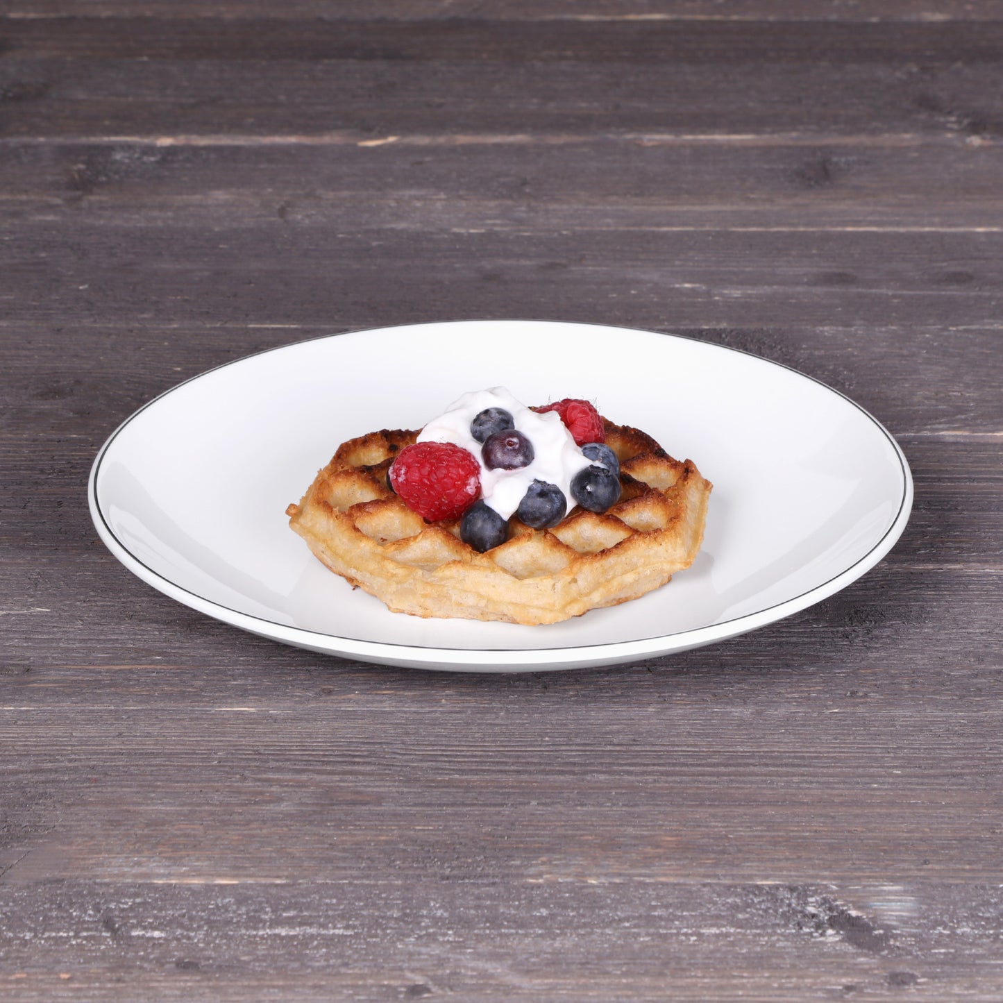 Melamine Round Plate - White w/ Black Trim