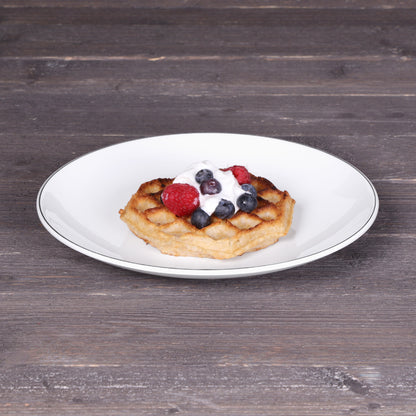Melamine Round Plate - White w/ Black Trim