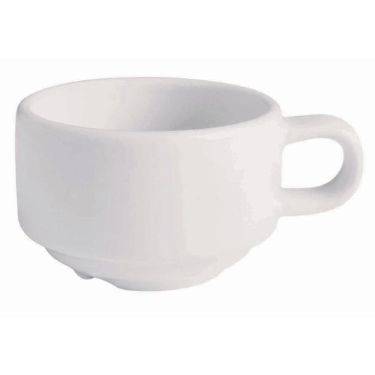 2.9 oz. Bright White Porcelain Stackable Espresso Cup, 3 3/4" Dia. w/Handle, Corona Actualite (Stocked) (12 Pack)