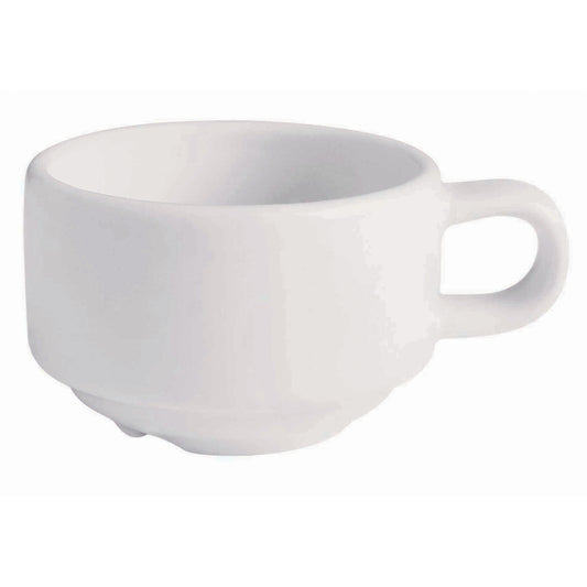2.9 oz. Bright White Porcelain Stackable Espresso Cup, 3 3/4" Dia. w/Handle, Corona Actualite (12 Pack)