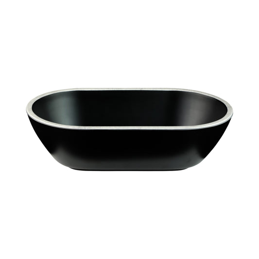 Melamine Oval Bowl - Black w/ Silver Decal