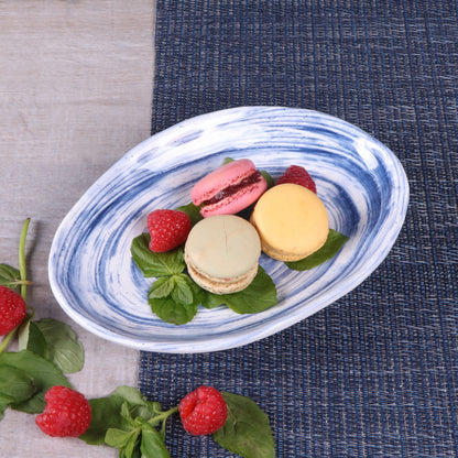Melamine Deep Oval Plate - Navy Design
