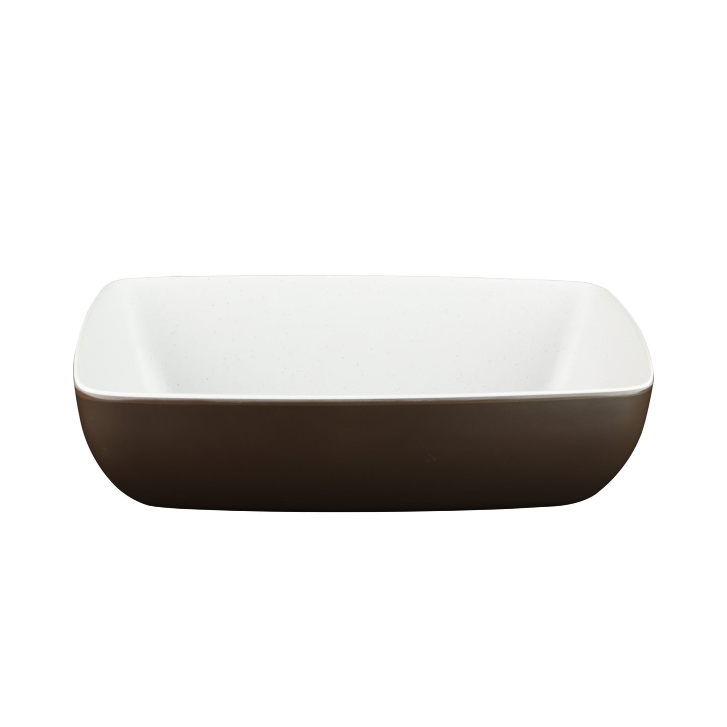 Melamine Rectangular Bowl - White Speckle Inside, Chocolate Outside