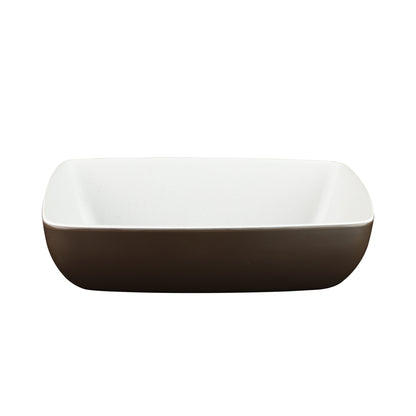 Melamine Rectangular Bowl - White Speckle Inside, Chocolate Outside