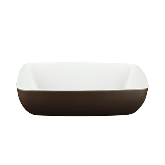 Melamine Rectangular Bowl - White Speckle Inside, Chocolate Outside