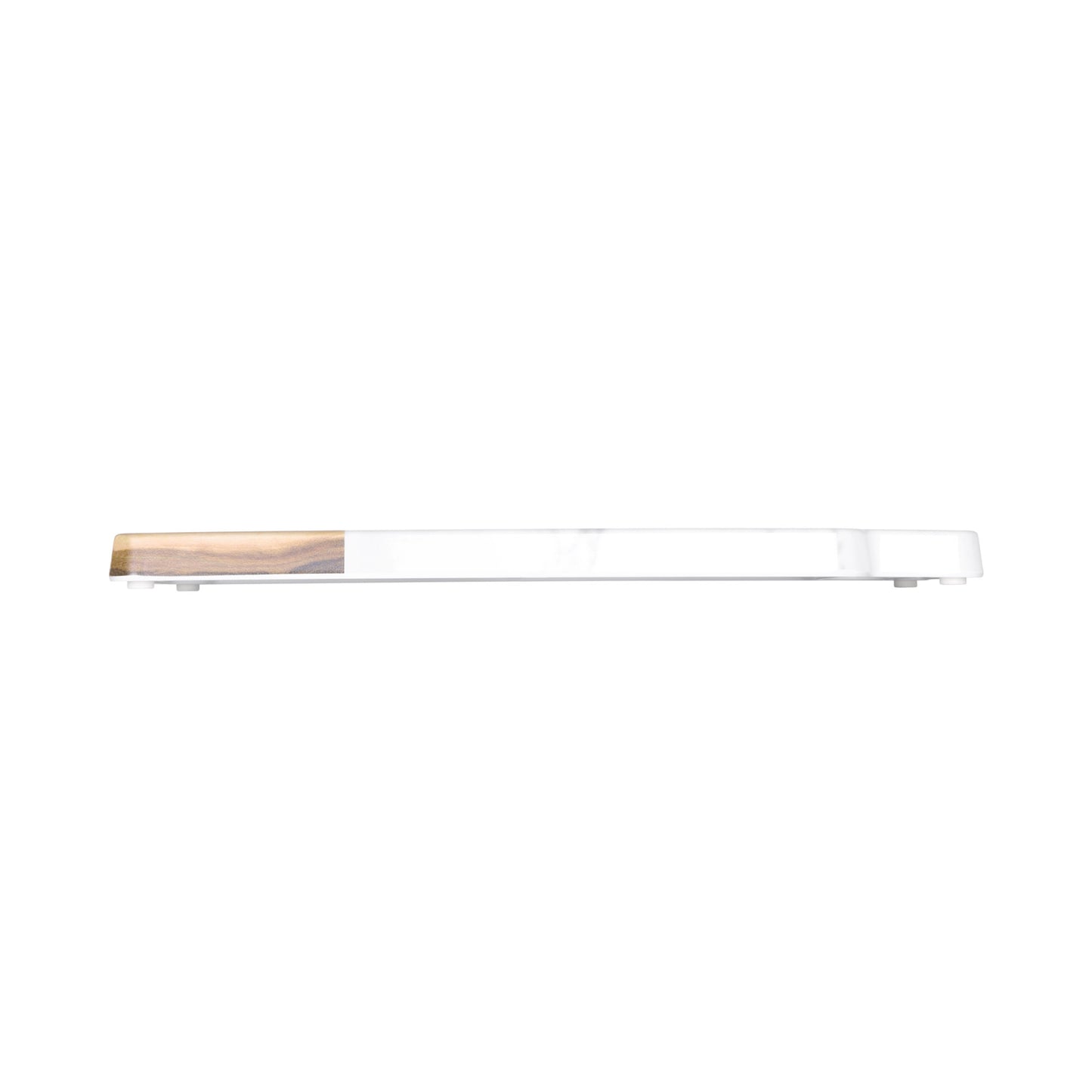 Melamine Rectangular Serving Board w/ Handle - Hickory Wood, Carrara Marble