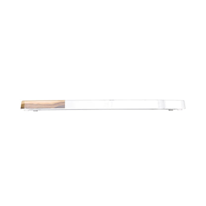Melamine Rectangular Serving Board w/ Handle - Hickory Wood, Carrara Marble