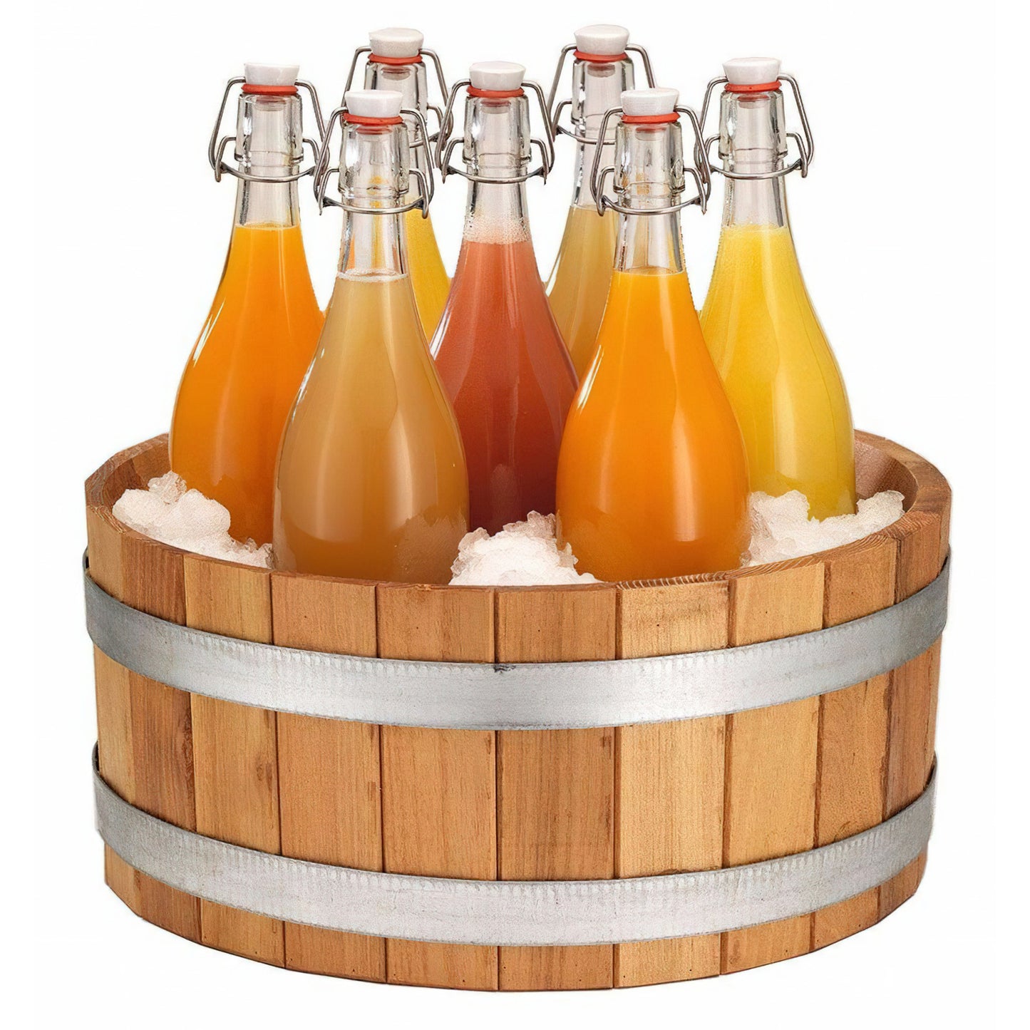 Wooden Beverage Bucket/Tub Set with Swing-Top Bottles. Inc