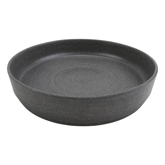 17.5" infuse stone natural/black melamine platter with edge rim (extra extra large), 17.5"L x 17.5"W x 6"H, GET, cheforward