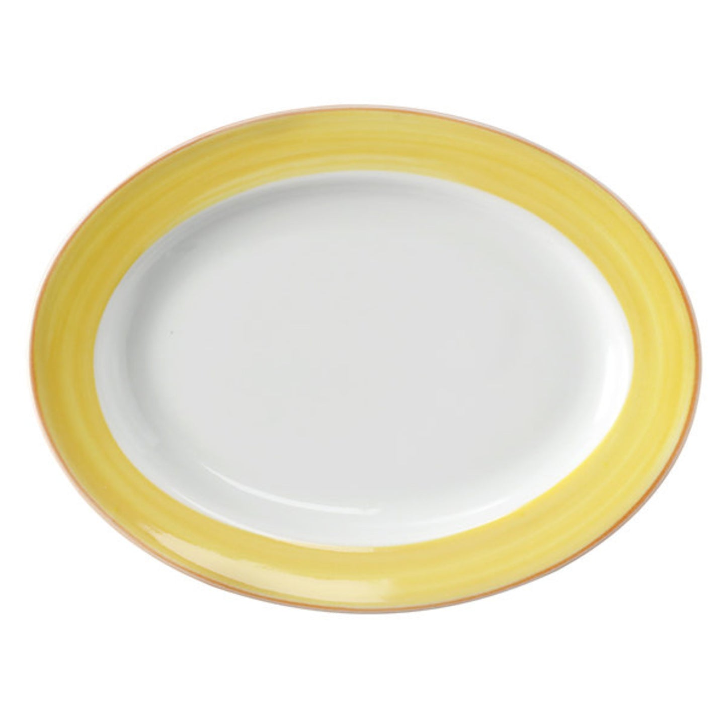 12" x 9" Yellow Porcelain Rolled Edge Oval Platter with Rim, Corona Calypso (12 Pack)